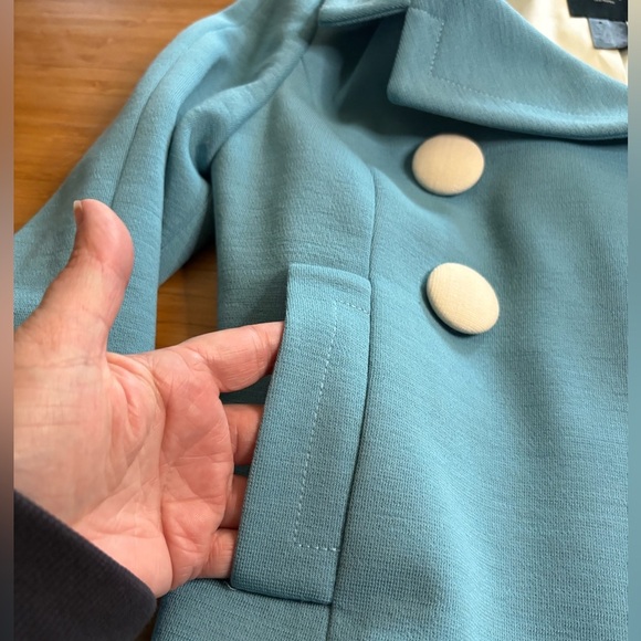 GUC Smythe Les Vestes- 100% Wool Jersey Blue Double-Breasted Jacket. Size 4 - Picture 5 of 8